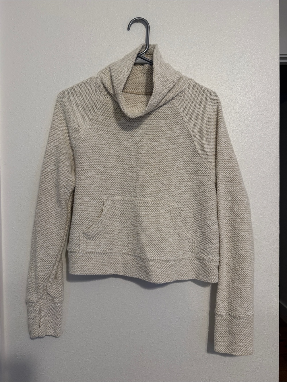 aerie Cream Funnel Neck Pullover Hoodie